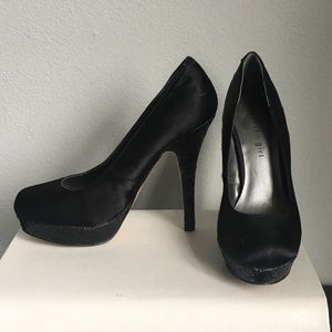 Black glitter stilettos